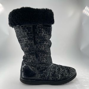 COACH Nikole Optic C Signature Mid-calf Boots Size 8B - Good Condition - Comfy